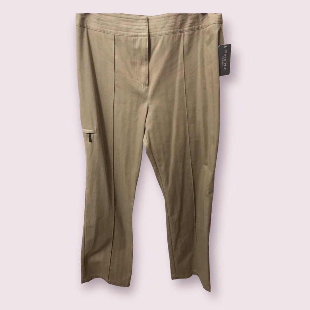 NEW Kate Hill Casual Urban Jungle Womens Cotton Mid Rise Khaki Pants Size 10